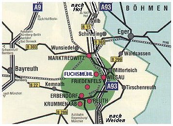 Ausfahrt "Fuchsmhl/ Wiesau" auf der Autobahn A 93 HOF - REGENSBURG