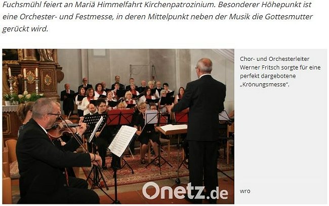 Onetz-Bericht vom Patrozinium 2018 Fuchsm�hl in vollbesetzter Kirche