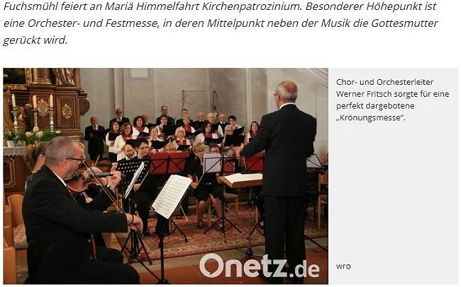 Onetz-Bericht vom Patrozinium 2018 Fuchsmhl in vollbesetzter Kirche